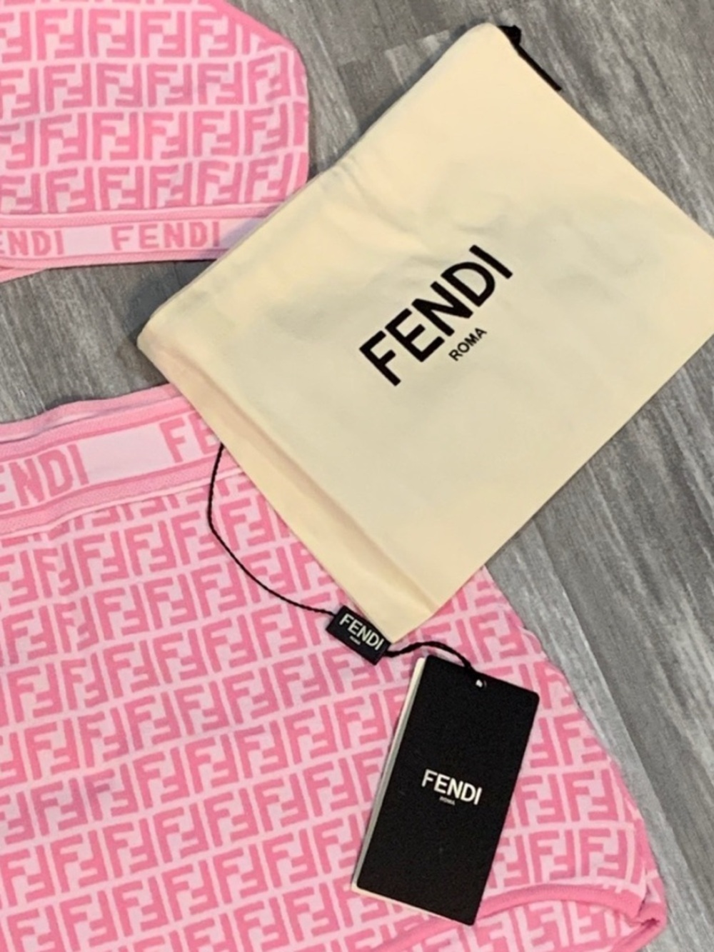 Fendi Pink FF Logo Bralette & High-Waist Shorts Set STRETCHY MATERIAL*** - Picture 3 of 3